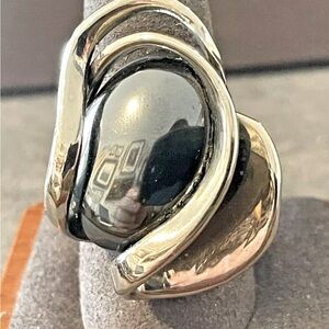 Vintage Signed Jim Harrison Hematite Sterling 925 Ring